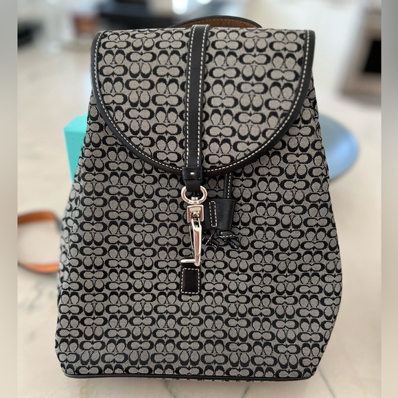 Coach 6342 Legacy Signature C Canvas Backpack with Leather Trim purse - Picture 1 of 16